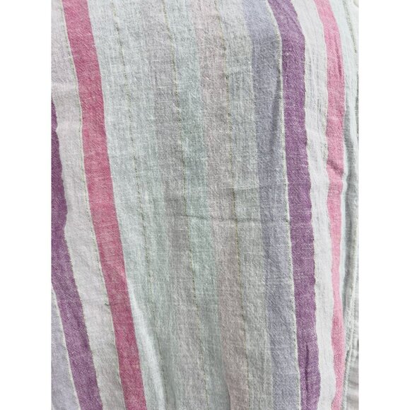 Beach Lunch Lounge Pink Purple Stripe Linen Cotton Short Sleeve Shirt Medium M - Picture 4 of 8